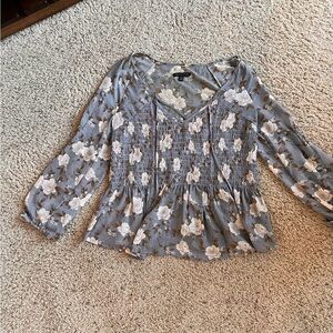 American Eagle Outfitters Floral Blouse - Blue and White